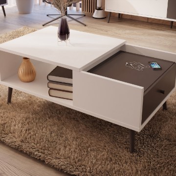 Forte Столик 106 см Harllson, білий/Uni Wolfram, сірий, CFTT5170EC-M806 - Home Club