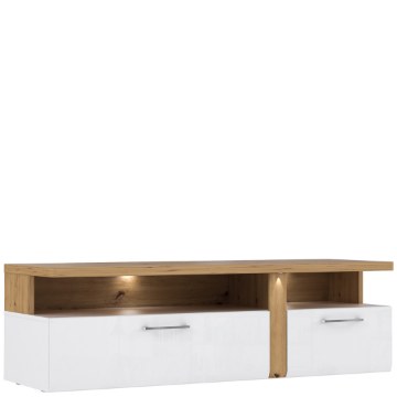 Forte Тв-тумба с подсветкой 160 см Tuluza, белый/дуб Artisan, TUZT121B-C843 - Home Club
