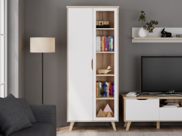 Forte Витрина 90 см Vankka «Дубовая доска»/Белый, VNKV721-L25 - Home Club