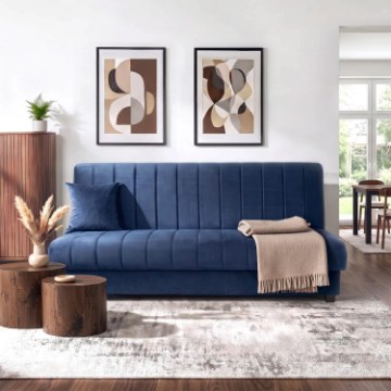 Mebel Elite Комплект із 2 розкладних диванів Sigma, темно-синього кольору, з велюровою оббивкою, PPHUE.PICCOLO/KRONOS9/Z2/WER - Home Club