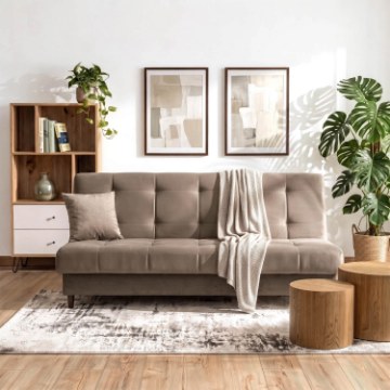 Mebel Elite Комплект із 2 розкладних диванів Lima бежевого кольору, PPHUE.MARIO/PAROS3/Z2/WER - Home Club
