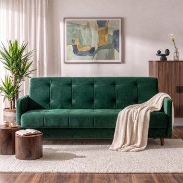 Mebel Elite Комплект із 2 розкладних диванів Tivoli, зелені, велюрові, PPHUE.MATTEO/KRONOS19/Z2/WER - Home Club