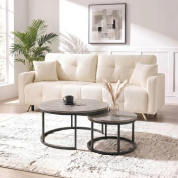 Mebel Elite Набор столиков Rocky Max, бетон/черный, ME.MAXROCKY/BET/CZ/L - Home Club