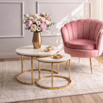 Mebel Elite Набір столиків Apulia Max «Кашмір»/«Золотий», ME.MAXAPULIA/KASZ/ZL/L - Home Club