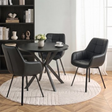 Mebel Elite Вращающееся кресло Luna, чёрная экокожа, ME.LUNA/CZ/E/K - Home Club
