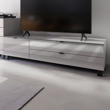 Forte Шкафчик 165 см Poole, серый/стекло светло-серого цвета Opti, ENJT121-M534 - Home Club