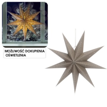 Chomik Декоративная звезда из бумаги, 60 см, серая, AIP9072 - Home Club
