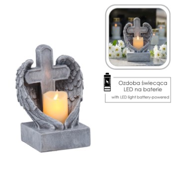 Chomik Фигура В Виде Креста С Крыльями И Светодиодной Свечкой, 14,5 x 12 x 19,5 см, DED1802 - Home Club