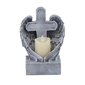 Chomik Фигура В Виде Креста С Крыльями И Светодиодной Свечкой, 14,5 x 12 x 19,5 см, DED1802 - Home Club