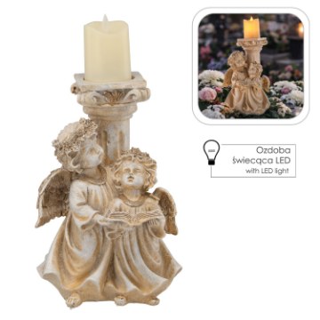 Chomik Фигурка Ангела Со Светодиодной Свечой 16 x 14,5 x 31 См, DED1789 - Home Club