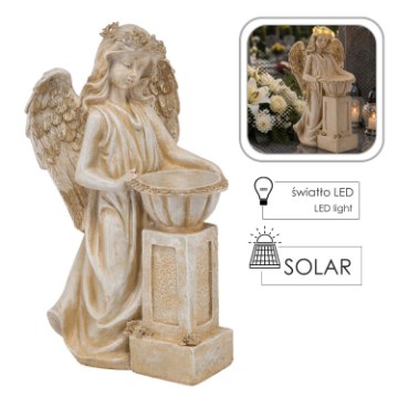 Chomik Фігура Ангела З Чашею та Вінком, Світлодіодна, 23,5 × 27 × 46 См, DED1727 - Home Club