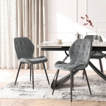 Mebel Elite Стілець Lucky, сірий, велюровий, ME.LUCKY/P/V/K - Home Club