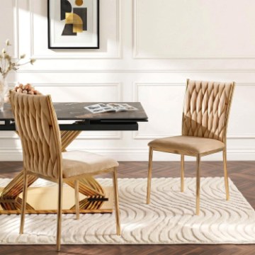 Mebel Elite Стілець Dan, бежевий, плетений, велюровий, ME.DAN/BZ/ZL/V/K - Home Club