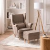 Mebel Elite Кресло для отдыха Evan 2 с подставкой для ног, бежевого цвета, ME.EVAN2/BZ/D/T/FWPD - Home Club, изображение 2