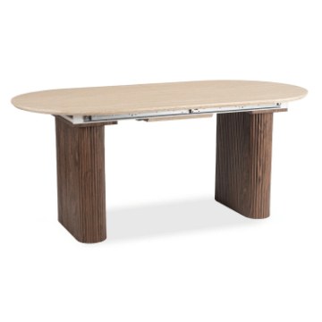 Mebel Elite Стол Oval, раскладной, 180–220 см, травертин/орех, ME.OVAL/TRAW/O/S - Home Club