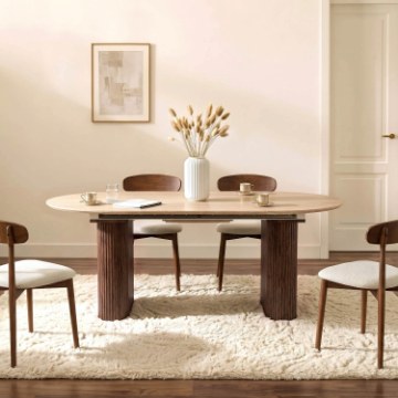 Mebel Elite Стіл Oval, розкладний, 180–220 см, травертин/горіх, ME.OVAL/TRAW/O/S - Home Club
