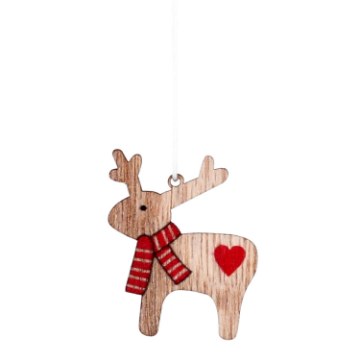 Chomik Набор из 18 деревянных рождественских украшений для подвешивания, 2 вида оленей., DIY9010 - Home Club