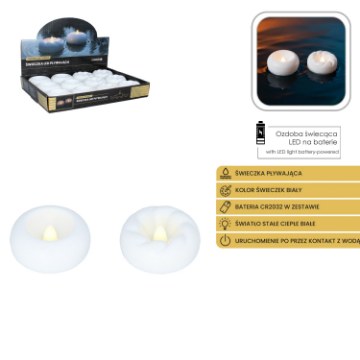 Chomik Свечка Led, Плавающая На Воде, 5,5 x 2,8 См, Эффект Пламени, Разнообразные Дизайны, LED3990 - Home Club