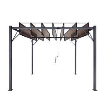 Garden Line Садовая пергола с подвижными ламелями из поликарбоната 3 x 3 м, коричневого цвета, TUN4016 - Home Club