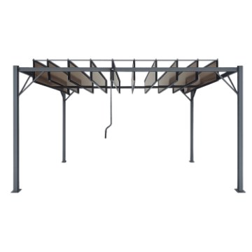 Garden Line Садовая пергола с подвижными ламелями из поликарбоната, 3 x 4 м, коричневая, TUN4023 - Home Club