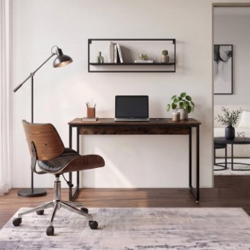 Mebel Elite Письменный стол Ross 120 см, дуб рустикальный/чёрный, ME.ROSS/BR/CZ/B - Home Club