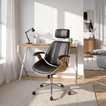 Mebel Elite Крісло «Золотий дуб» Fabian, «Золотий дуб»/«Чорна екошкіра», ME.FABIAN/D/CZ/E/FO - Home Club