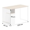 Kontrasto Bb101 Письменный стол 120x60, ясень/белый, DME-BIU-00004 - Home Club, изображение 2