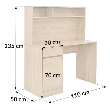Kontrasto Bb105 Письменный стол с надставкой 110x50x135, дуб, DME-BIU-00009 - Home Club