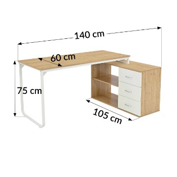 Kontrasto Bb106 Выдвижной письменный стол 140x105, дуб/белый, DME-BIU-00010 - Home Club