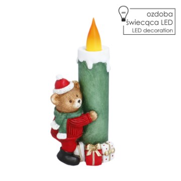 Chomik Фигурка «Божонар» — Свеча «Медвежок В Шапке И Шарфе» С Подсветкой Led, 14,9 × 10,1 × 32,2 см, GOT4155 - Home Club