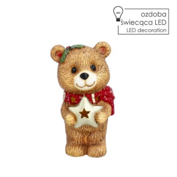 Chomik Фигурка «Божонар» — Медвежок Со Светящейся Звездой (Led), 12,5 × 12,5 × 22,5 См, GOT4193 - Home Club