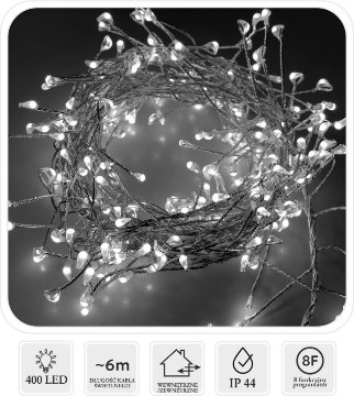 Chomik Гирлянда Micro Led Cluster 400L, холодный белый, длина 3 + 6 м, LED6915 - Home Club