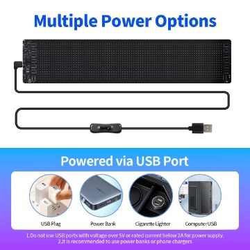 Chomik Світлодіодний панель Matrix 20 × 93 см, Usb, Bluetooth, PIX9594 - Home Club