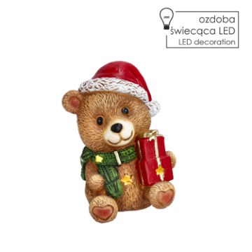 Chomik Фигурка «Божонар» — Медведь С Подарками, С Подсветкой Led, 15,5 × 15 × 20,5 См, GOT4162 - Home Club