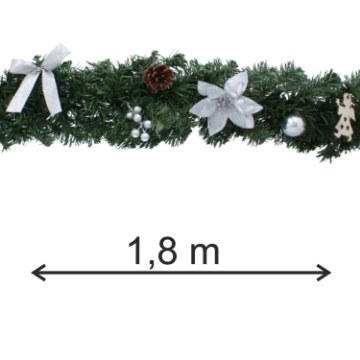Chomik Рождественское Украшение - Гирлянда 1,8 М Серебряная, ANT4138 - Home Club