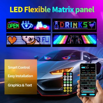 Chomik Світлодіодний панель Matrix 29,5 × 145 см, Bluetooth, 5 В, 4 А, PIX9600 - Home Club