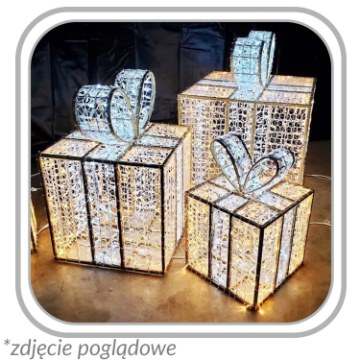 Chomik 3D-різдвяна прикраса — 3 світлодіодні подарунки розміром 1,5 / 1,2 / 0,8 м, LED6144 - Home Club