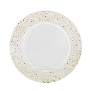 BackHome Living Кругла Підтарілка 33 × 33 × 1,5 См, Прозора, З Золотими Краплями, VEN0539 - Home Club