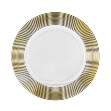 BackHome Living Кругла підставка 33 × 33 × 1,5 см, прозора, із золотими смужками, VEN0546 - Home Club