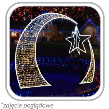 Chomik 3D-різдвяна прикраса — півмісяць із зірочкою, світлодіодний, 3,5 м, LED6304 - Home Club
