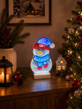 Chomik Святкова Декорація 3D — Сніговик З Ефектом Дзеркала «Інфініті» Led, 14 × 3,8 × 26,6 См, LUS8469 - Home Club
