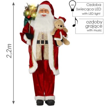Chomik Святой Николай со медвежонком — светодиодная мелодия, 220 см, WAI8933 - Home Club