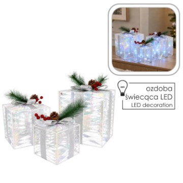 Chomik Праздничное украшение — 3 подарка, 150 л, тёплый белый, LED5824 - Home Club