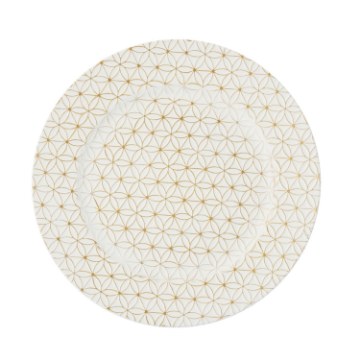 BackHome Living Кругла Підтарілка 33 × 33 × 1,5 См, Геометрична, Біло-Золота, VEN0645 - Home Club