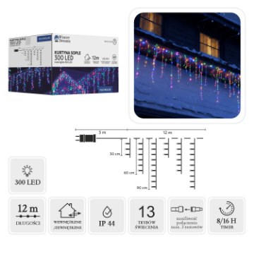 Chomik Штора «Sople 300L» багатоколірна, довжина 3 + 12 м, LED6311 - Home Club
