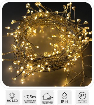 Chomik Гирлянда Micro Led Cluster 500L, тёплый белый, длина 3 + 7,5 м, LED6922 - Home Club