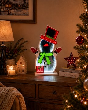 Chomik 3D-Святкова Прикраса — Сніговик З Ефектом Дзеркала «Інфініті» Led, 23,5 × 8 × 39,3 См, LUS8490 - Home Club