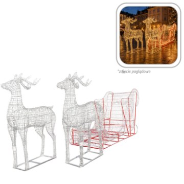 Chomik 3D-різдвяна прикраса — олені з санями зі світлодіодами, 2,5 м, LED6175 - Home Club