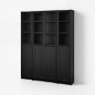 Комбінація стелажів drz panel, скло, чорний імітація дуба, 160x202 см