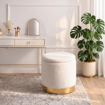 Mebel Elite Мягкий пуф Carnos кремового цвета из ткани «букле», ME.CARNOS/KR/TB/PUF - Home Club